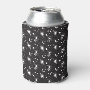 White black celestial sun moon galaxy pattern can cooler