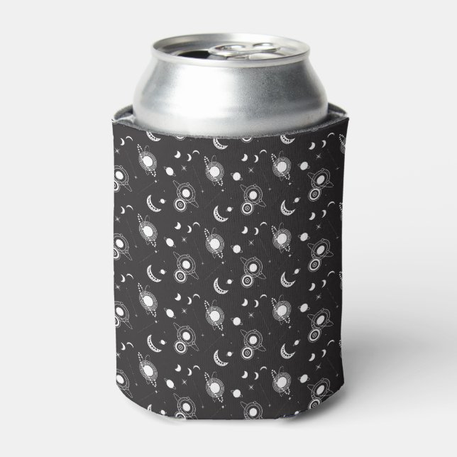 White black celestial sun moon galaxy pattern can cooler (Can Front)