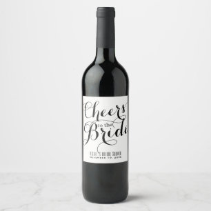 White & Black CHEERS TO THE BRIDE Bridal Wine Wine Label