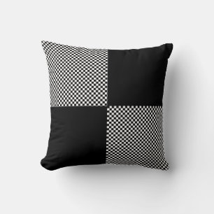 White & black chequered cushion