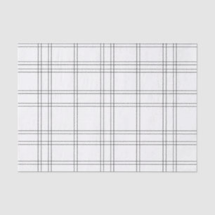 White & Black Chic Fashion Plaid Pattern Print Tissue Paper