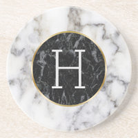 White & Black Circle Marble Monogram