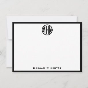 White Black Circle Monogram Font DIY BG Thank You Card