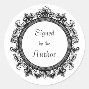 White & Black Classic Round Sticker