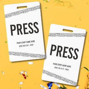White Black Concert All Access Pass Press ID Badge