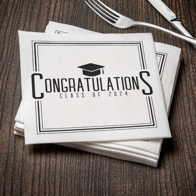White & Black Congratulations Class Of Graduation Napkin (White & Black Congratulations Class Of Graduation Napkins
)