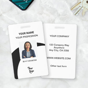 White Black Corporate Employee Photo ID Security Badge