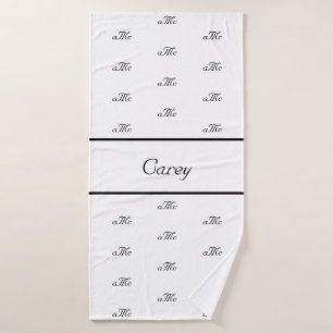 White black couple monogram pattern name script bath towel