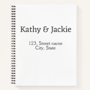 White black couple name address city state simple notebook