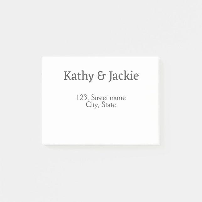 White black couple name address city state simple  post-it notes (Front)