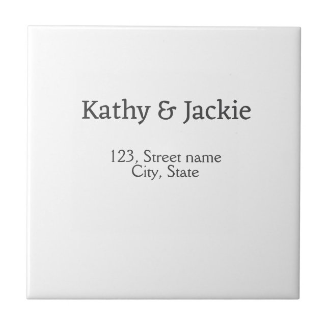 White black couple name address city state simple  tile (Front)