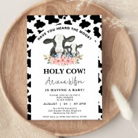 White Black Cow Print Floral Holy Cow Baby Shower