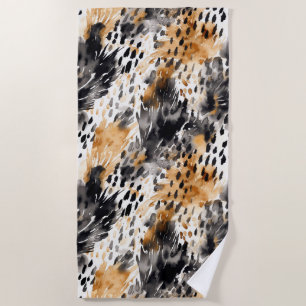 White Black Cream Leopard Animal  Beach Towel