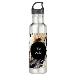 White Black Cream Leopard Animal Birthday 710 Ml Water Bottle