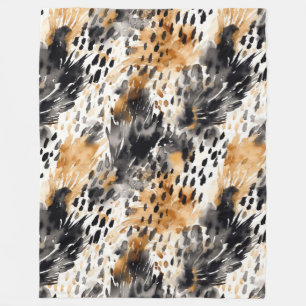 White Black Cream Leopard Animal  Fleece Blanket