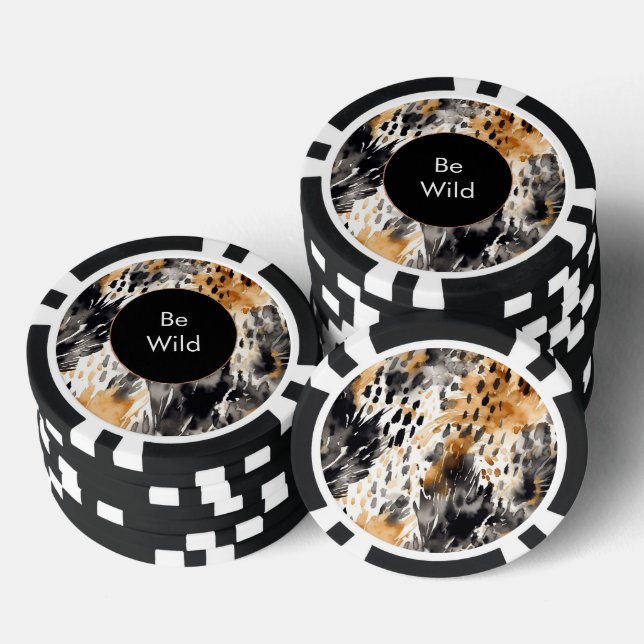 White Black Cream Leopard Animal   Poker Chips (Stack)