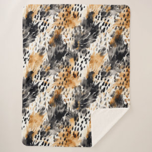 White Black Cream Leopard Animal  Sherpa Blanket