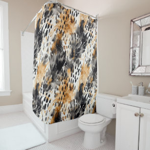 White Black Cream Leopard Animal  Shower Curtain