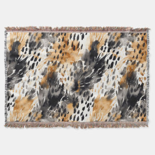 White Black Cream Leopard Animal  Throw Blanket