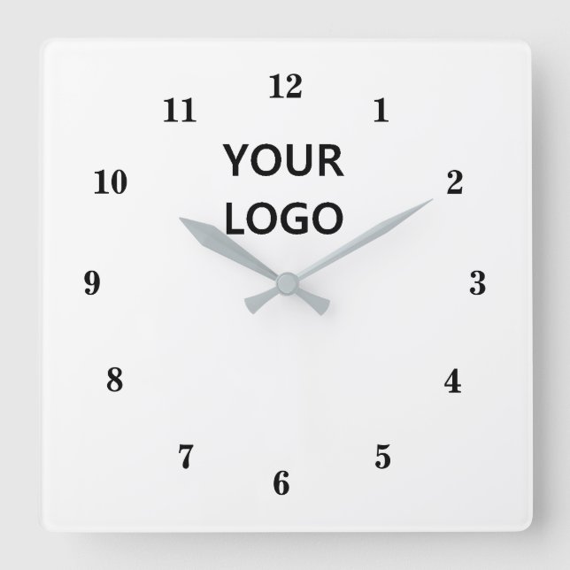 White Black - Customisable - Add Your Logo /Colour Square Wall Clock (Front)