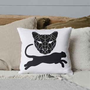 White Black Cute Wild Panther Jungle Animal Custom Cushion