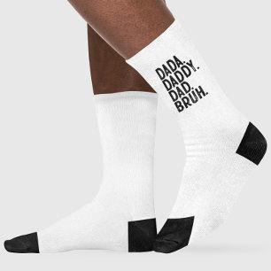 White Black DADA DADDY DAD BRUH FATHERS DAY Socks