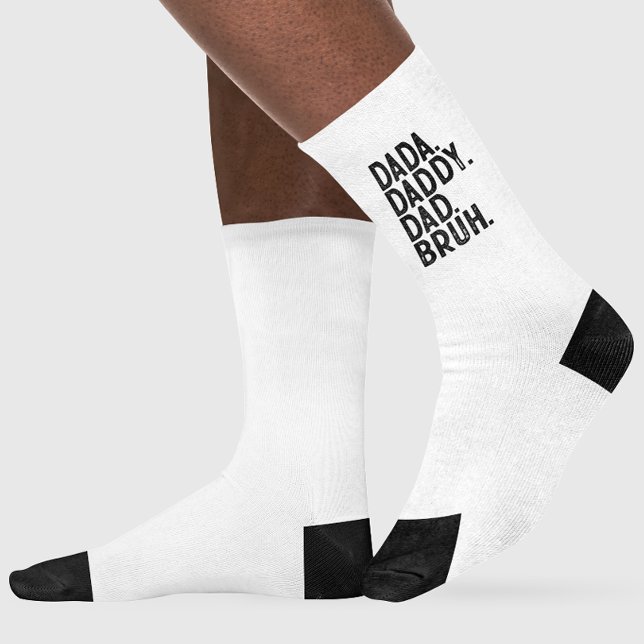 White Black DADA DADDY DAD BRUH FATHERS DAY Socks (Creator Uploaded)