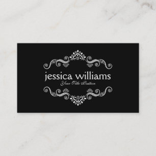 White & Black Decorated Border Frame Business Card