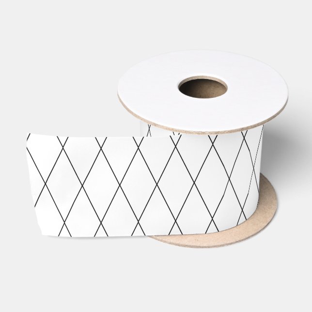 White & Black Diamond Gift Wrapping Satin Ribbon (Spool)