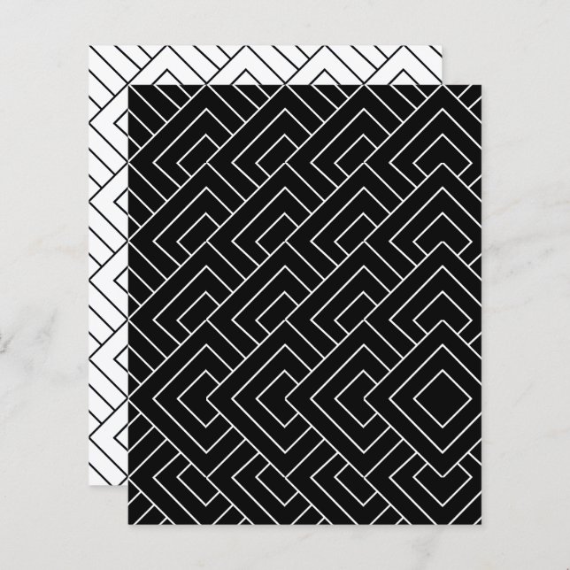 White Black Diamond Grid Scrapbook Paper (Front/Back)