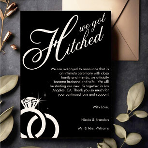 White & Black Diamond Ring Photo Wedding Announcement