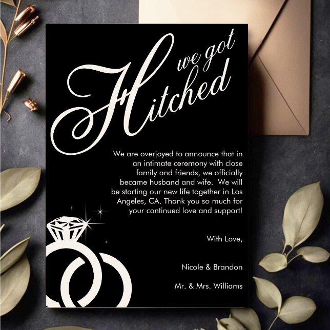 White & Black Diamond Ring Photo Wedding Announcement (White & Black Diamond Ring Photo Wedding Announcement)