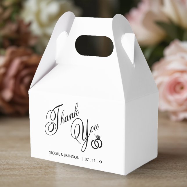 White & Black Diamond Ring Wedding Thank You Favour Box (White & Black Diamond Ring Wedding Thank You Favor Boxes
)