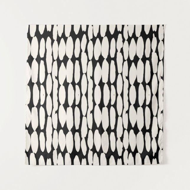 White black dot pattern. shibori circle seamless.  tapestry (Front)