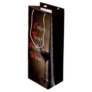 White & Black Elegant Minimalist Wine Gift Bag