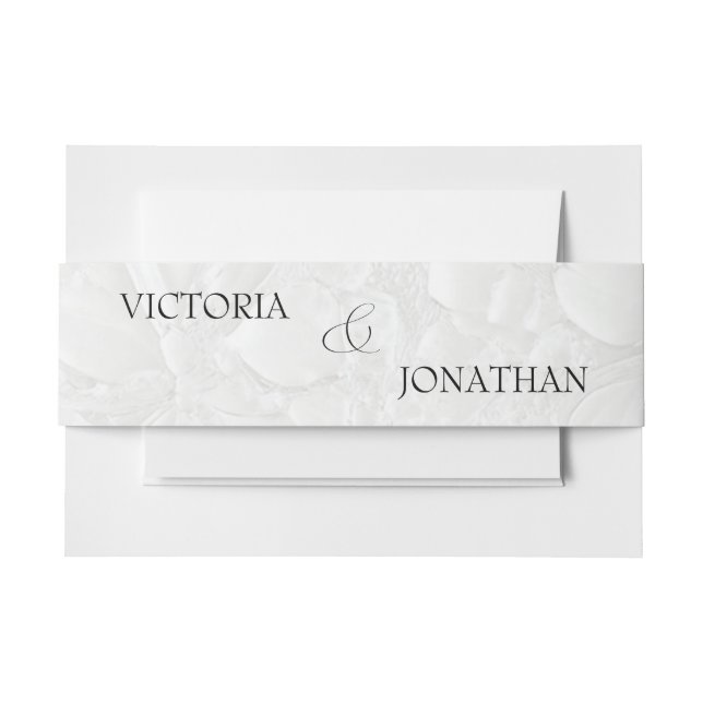 White Black Elegant Script Invitation Belly Band (Front Example)