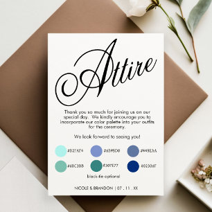 White & Black Elegant Script Wedding Attire Enclosure Card