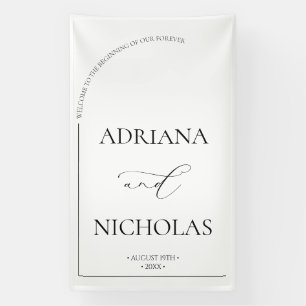 White & Black Elegant Wedding Welcome Banner