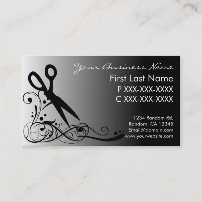 White black fade hair cutting business cards (Front)