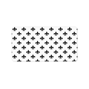 White Black Fleur De Lis Delicate Mardi Gras Label