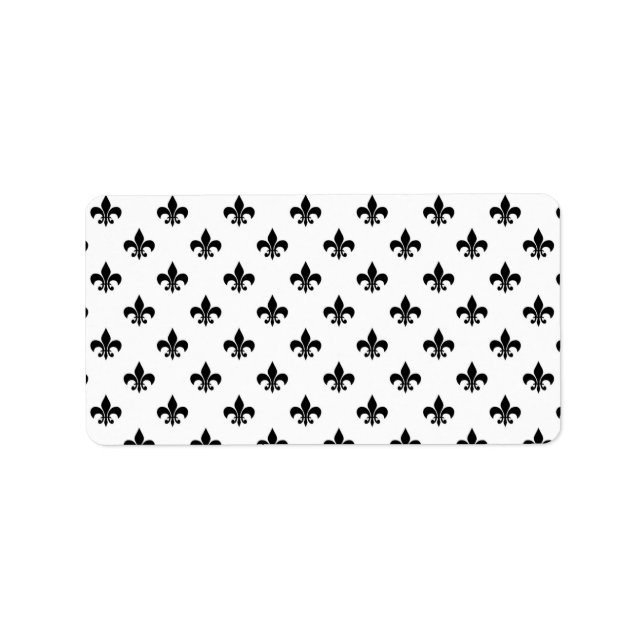 White Black Fleur De Lis Delicate Mardi Gras Label (Front)