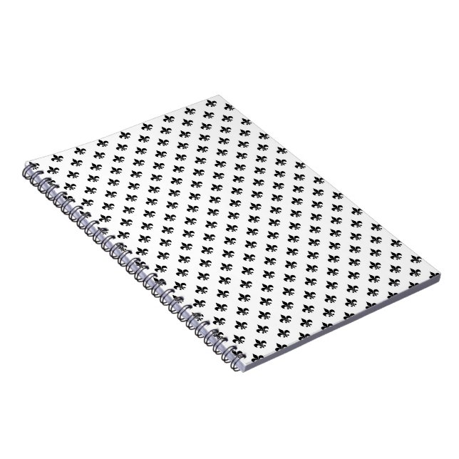 White Black Fleur De Lis Delicate Mardi Gras Notebook (Right Side)