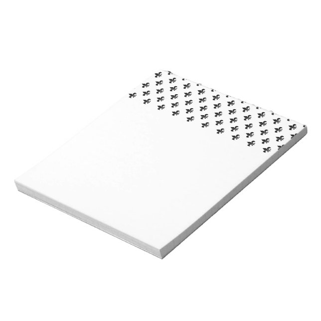 White Black Fleur De Lis Delicate Mardi Gras Notepad (Rotated)
