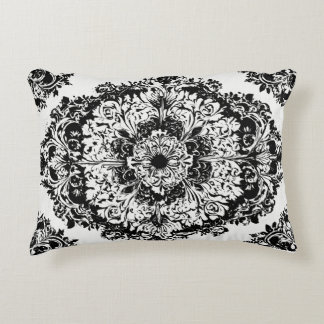 White black floral Accent Pillow