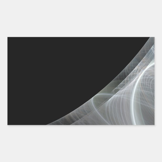 White & Black Fractal Background Rectangle Sticker (Front)