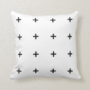 White & Black Geometric Throw Pillow (larger plus)