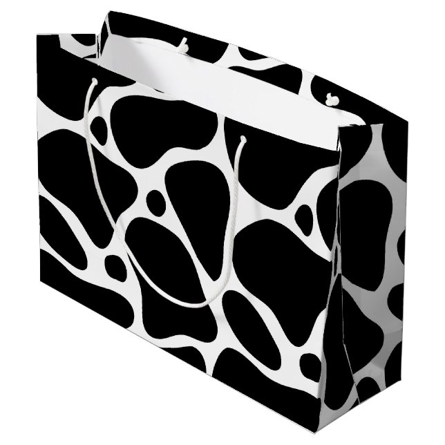 White & Black Giraffe Pattern Large Gift Bag (Back Angled)