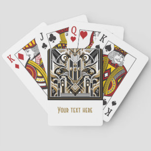 White Black Gold Art Deco Roaring 20's Wedding Playing Cards