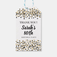 White Black Gold Confetti Birthday Thank You