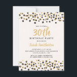 White Black Gold Confetti Glitter 30th Birthday Invitation<br><div class="desc">Elegant black and gold confetti glitter on white 30th birthday party invitation for women.</div>
